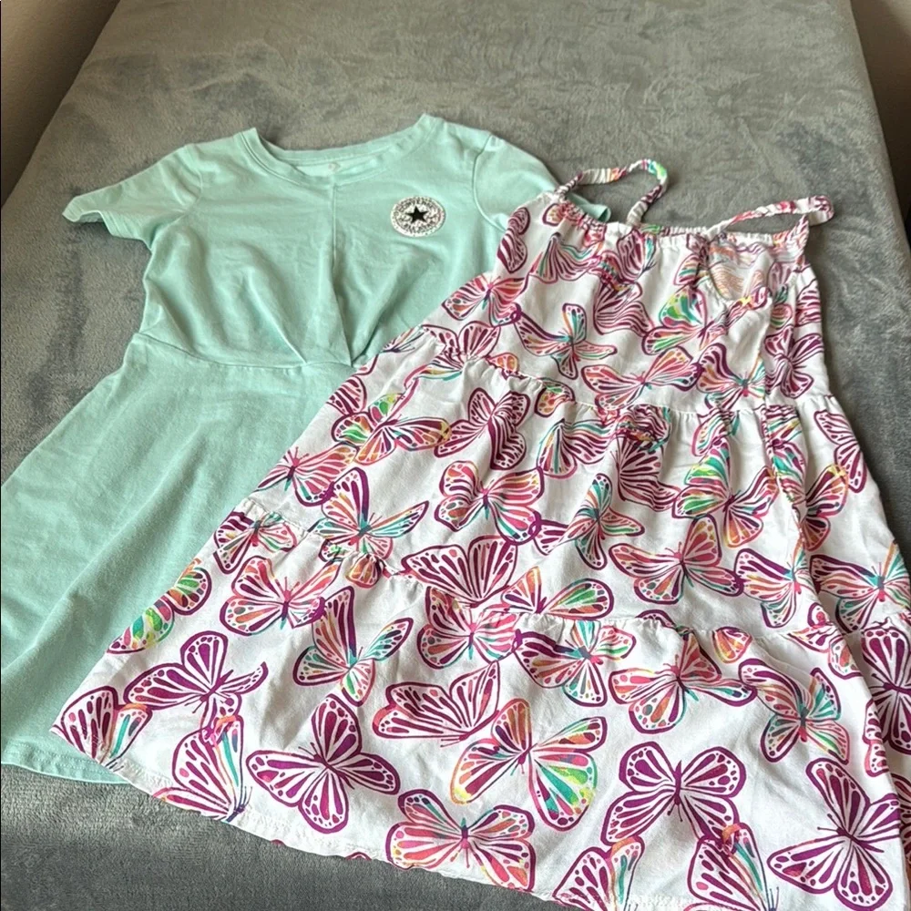 Converse and Butterfly Print Kids Dress - Multicolor - size 8-10 and 7